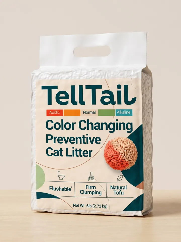 TellTail Health Monitoring Tofu Cat Litter — 6 lb (2.72 kg) natural tofu stand-up pouch, front of pack
